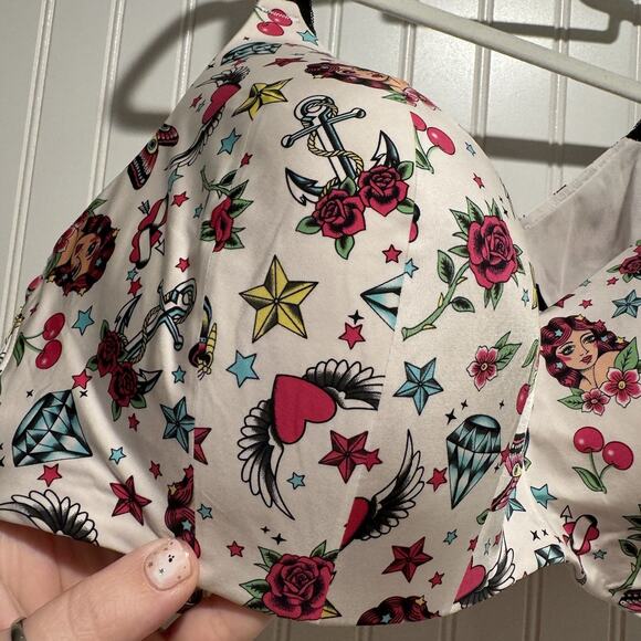 Torrid Dream Wire Free Bra Tattoo Print Size 44D - Picture 3 of 6